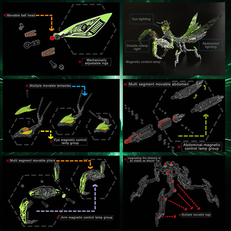 3D Metal Mechanical Mantis 1200 Pcs